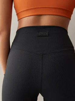 New self. Rib Wide Leggings Black