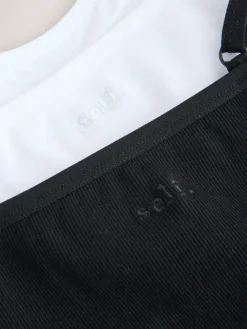 New self. Seamless Rib Long Line Bralette 2 Pack Black/White