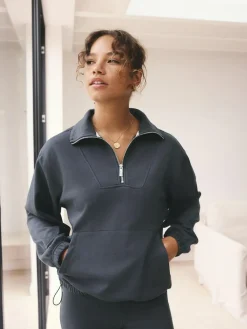 New self. Half Zip Modal Sweatshirt Blue