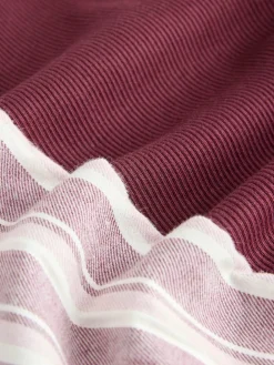 self. Burgundy Red Stripe Ribbed Vest Top and Long Leg Pyjamas Set^Women Pyjamas|All Night & Lounge