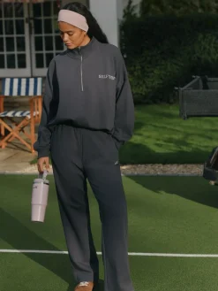 Outlet self. Half Zip Sweatshirt Charcoal Grey