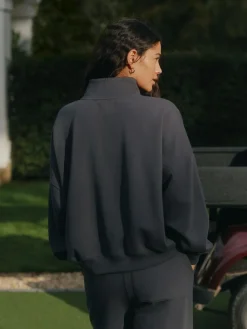 Outlet self. Half Zip Sweatshirt Charcoal Grey