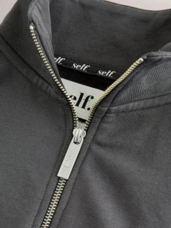Outlet self. Half Zip Sweatshirt Charcoal Grey