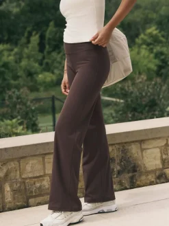 Outlet self. Rib Wide Leggings Chocolate