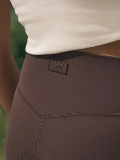 Outlet self. Rib Wide Leggings Chocolate
