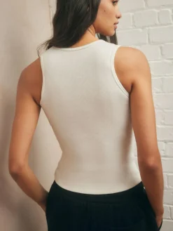 self. Cotton Rib Scoop Neck Vest^Women Loungewear