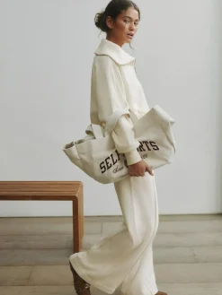 New self. Ecru Half Zip Collar Sweatshirt