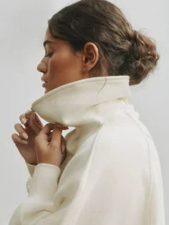 New self. Ecru Half Zip Collar Sweatshirt