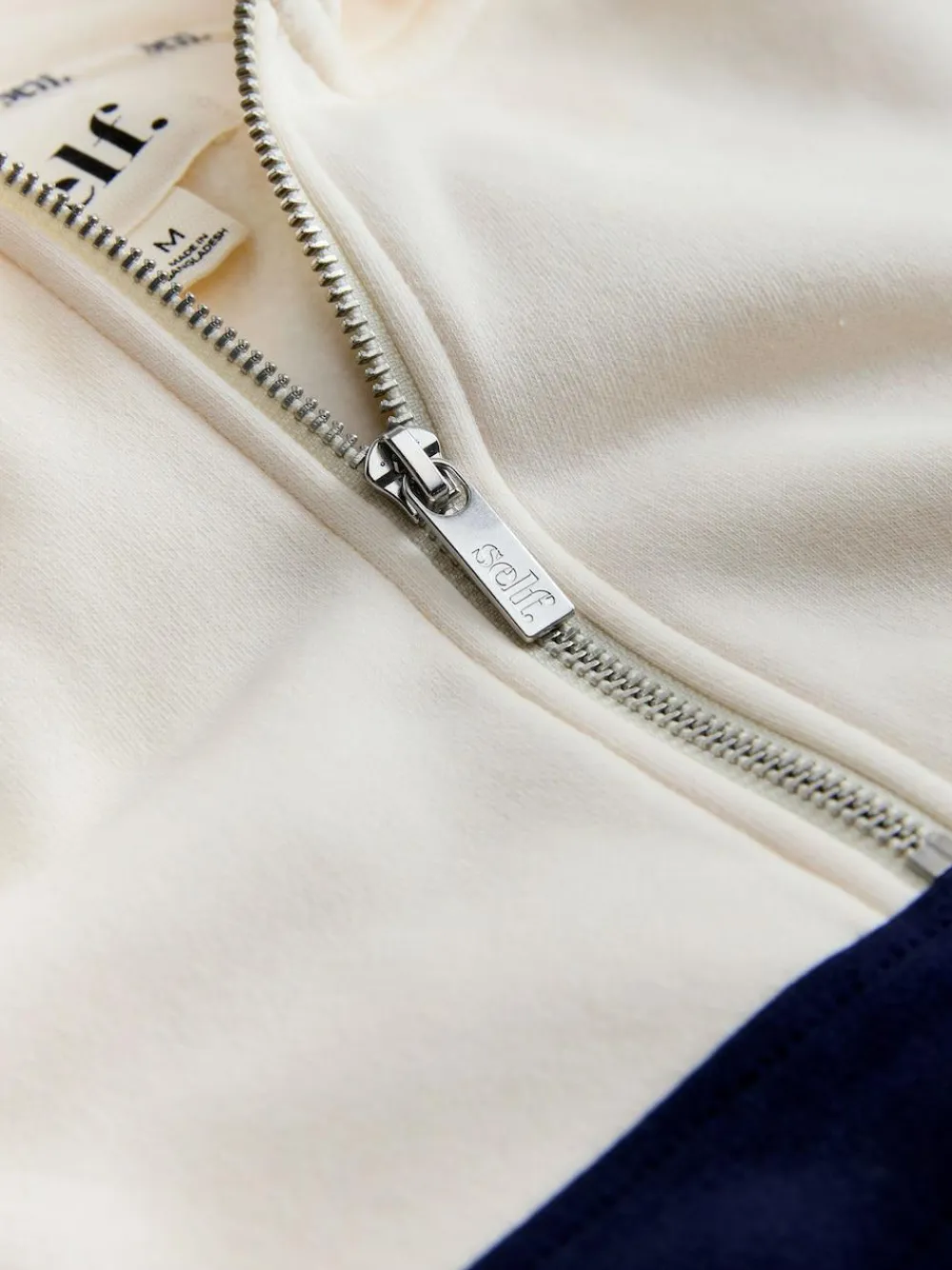 self. Ecru/Navy Half Zip Fleece Top^Women Loungewear|Hoodies & Sweatshirts