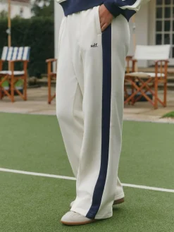 Best self. Ecru/Navy Wide Leg Joggers