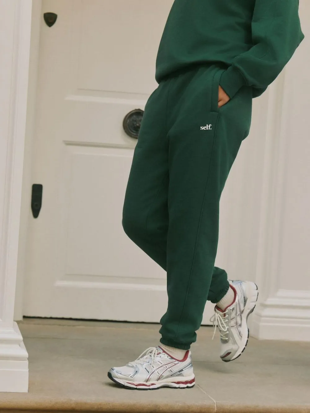 Discount self. Green Cuffed Joggers