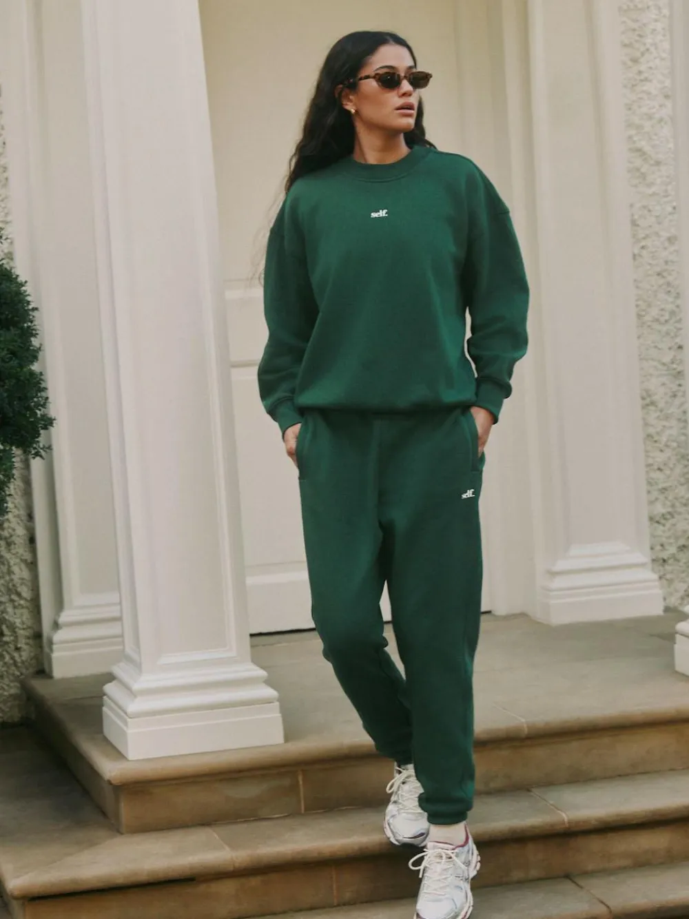 Discount self. Green Cuffed Joggers