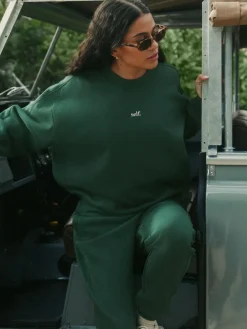 Discount self. Green Cuffed Joggers