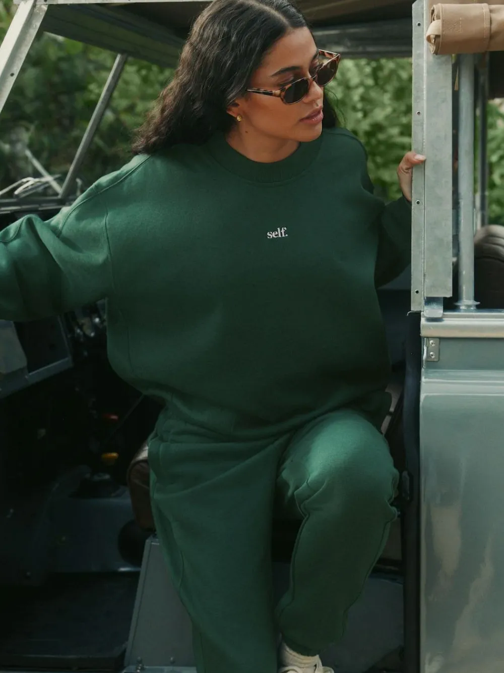 Discount self. Green Cuffed Joggers