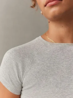 self. Grey Fitted Rib T-Shirt^Women Loungewear