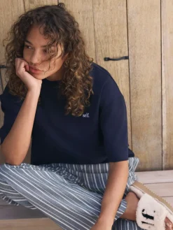 New self. Short Sleeve Pyjamas Navy Stripe