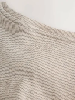 Discount self. Ribbed Button Through Pyjamas Oatmeal