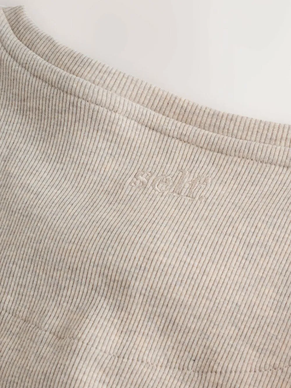 Discount self. Ribbed Button Through Pyjamas Oatmeal