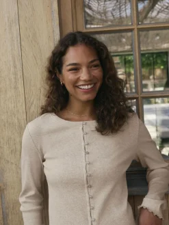 Discount self. Ribbed Button Through Pyjamas Oatmeal