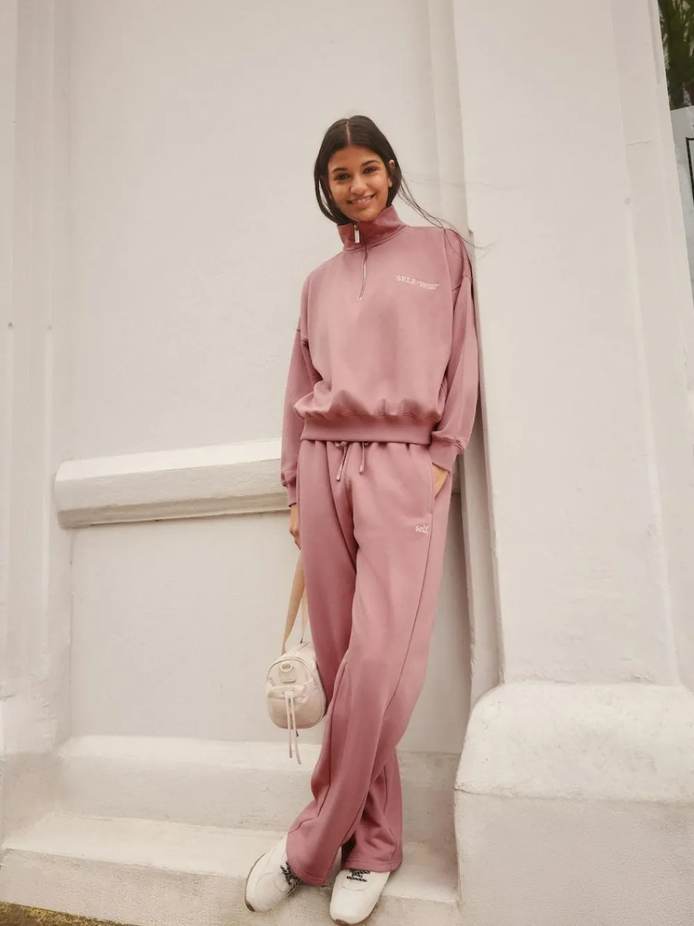 Outlet self. Half Zip Sweatshirt Pink