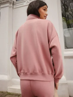 Outlet self. Half Zip Sweatshirt Pink