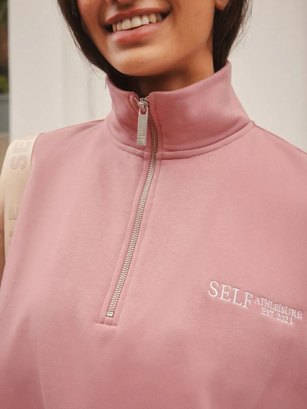 Outlet self. Half Zip Sweatshirt Pink