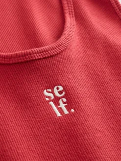 Hot self. Cotton Rib Scoop Neck Vest Red