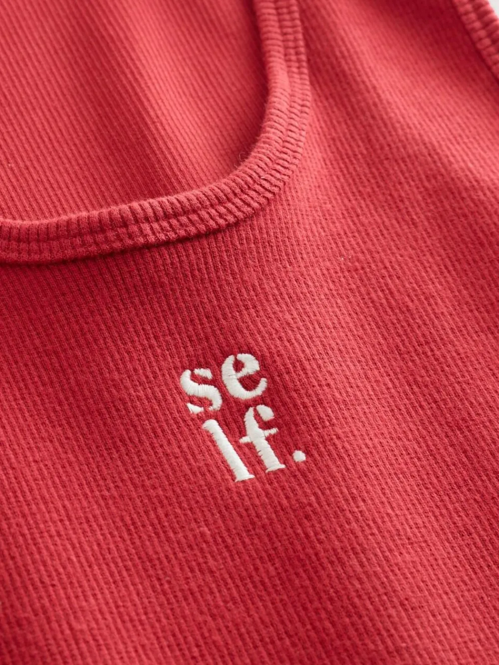 Hot self. Cotton Rib Scoop Neck Vest Red