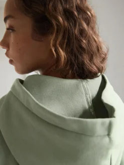 Online self. Hooded Zip Through Jacket Sage Green