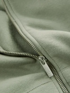 Online self. Hooded Zip Through Jacket Sage Green
