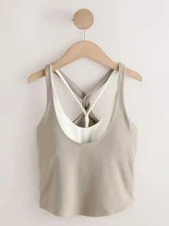 Hot self. Twist Back Crop Top Stone