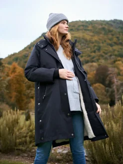 Hot Seraphine 3 in 1 Maternity & Babywearing Parka with Borg Lining Black