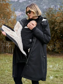Hot Seraphine 3 in 1 Maternity & Babywearing Parka with Borg Lining Black