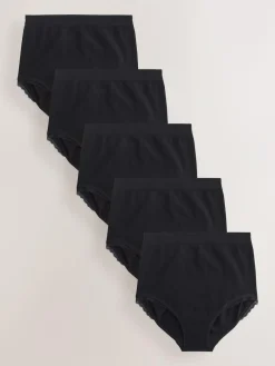 Seraphine Black Cotton Rib Jersey Maternity & Postpartum Briefs 5 Pack^Women Panties|All Lingerie