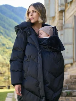 Best Seraphine Long 3-In-1 Maternity & Babywearing Puffa Coat Black