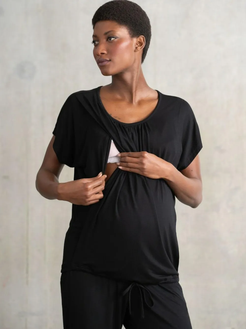 Best Seraphine Maternity & Nursing Hospital Bag Pyjamas 2 Piece Set Black