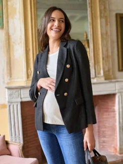Seraphine Black Maternity Tweed Blazer^Women Coats & Jackets|Coats & Jackets