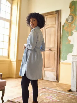 Seraphine Blue Denim Maternity & Nursing Chambray Shirt Dress^Women Dresses