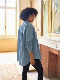 Seraphine Blue Denim Maternity & Nursing Shirt Dress^Women Tops & T-Shirts|Blouses & Shirts