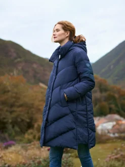 New Seraphine Long Chevron 3 in 1 Maternity & Babywearing Down-filled Coat Blue