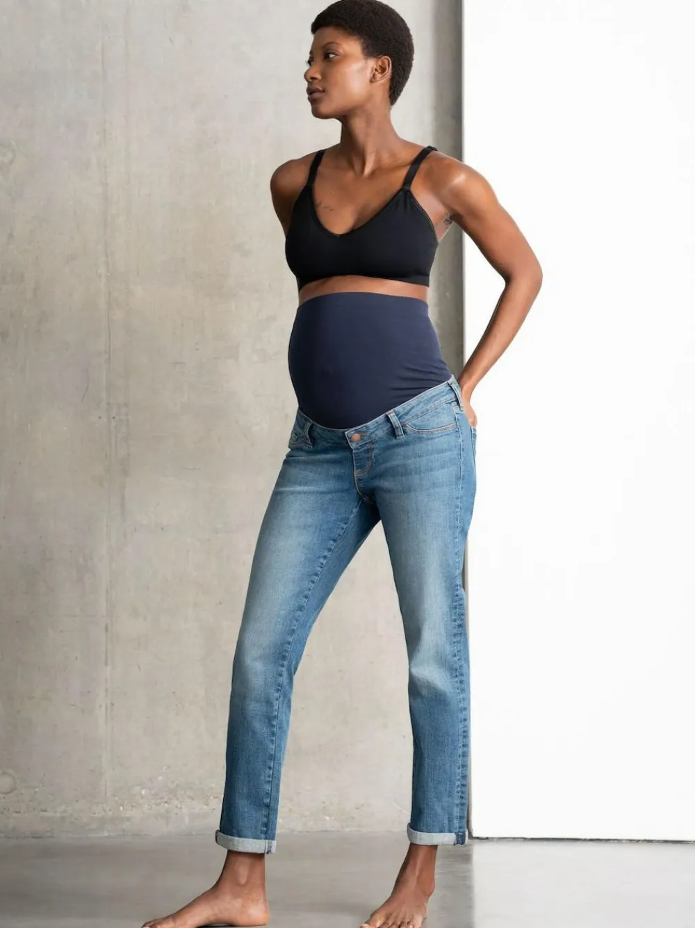 Seraphine Blue Premium Organic Overbump Maternity Relaxed Fit Jeans^Women Jeans|Jeans