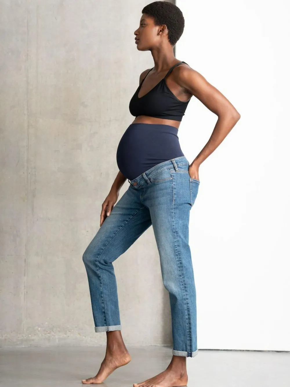 Seraphine Blue Premium Organic Overbump Maternity Relaxed Fit Jeans^Women Jeans|Jeans