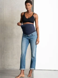 Seraphine Blue Premium Organic Overbump Maternity Relaxed Fit Jeans^Women Jeans|Jeans