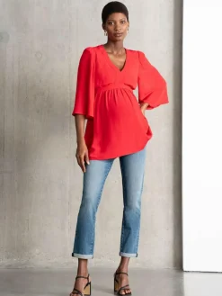 Seraphine Blue Premium Organic Overbump Maternity Relaxed Fit Jeans^Women Jeans|Jeans