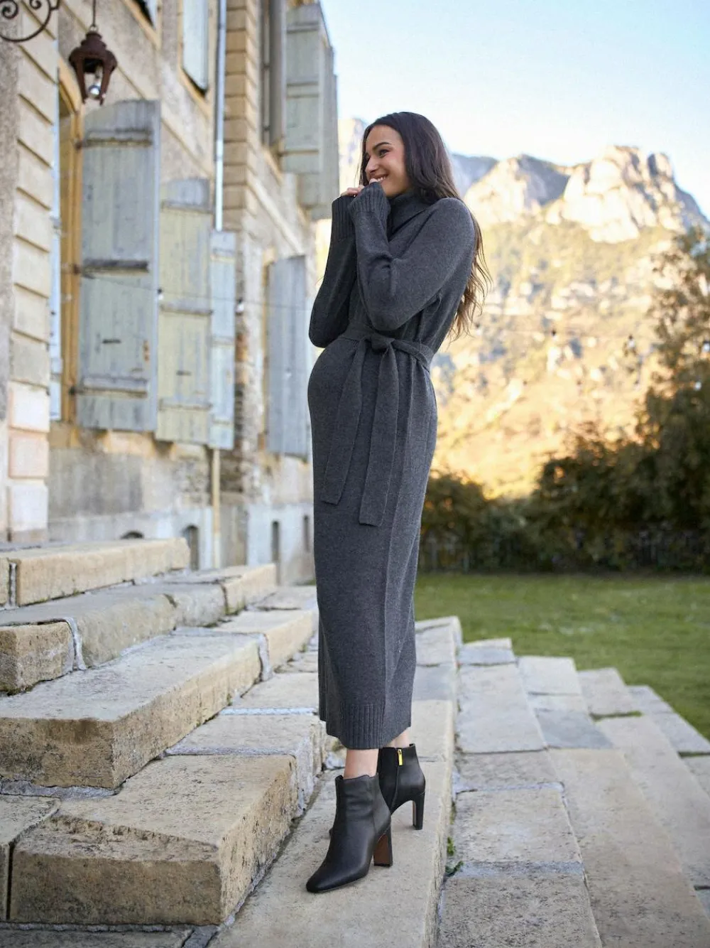 Seraphine Charcoal Grey 100% Merino Wool Maternity Knit Dress^Women Knitwear|Knitwear