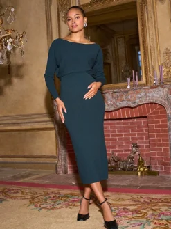 Seraphine Emerald Green Maternity Knitted Dress^Women Occasion Dresses|Occasionwear