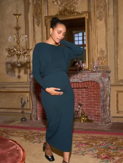 Seraphine Emerald Green Maternity Knitted Dress^Women Occasion Dresses|Occasionwear