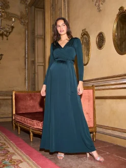 Seraphine Emerald Green Premium Maternity & Nursing Wrap Maxi Dress^Women Occasion Dresses|Maxi Dresses