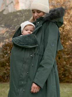 New Seraphine Premium Sub-Zero Down Filled 3-In-1 Maternity & Babywearing Parka Green