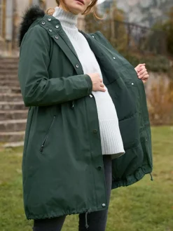 New Seraphine Premium Sub-Zero Down Filled 3-In-1 Maternity & Babywearing Parka Green